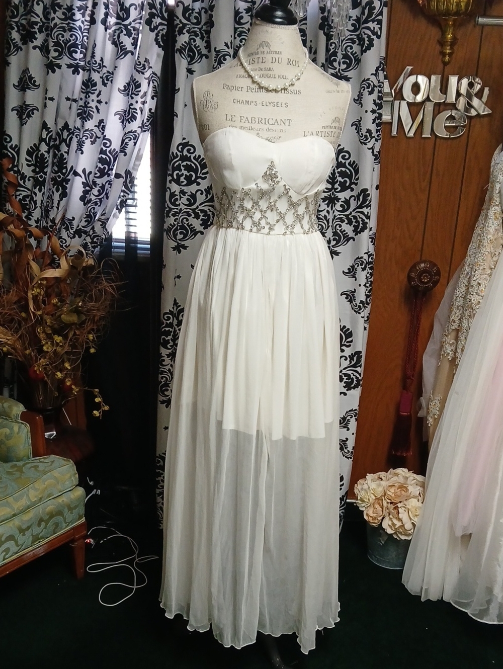 Daisy Strapless Ivory Gown with Beaded Waist